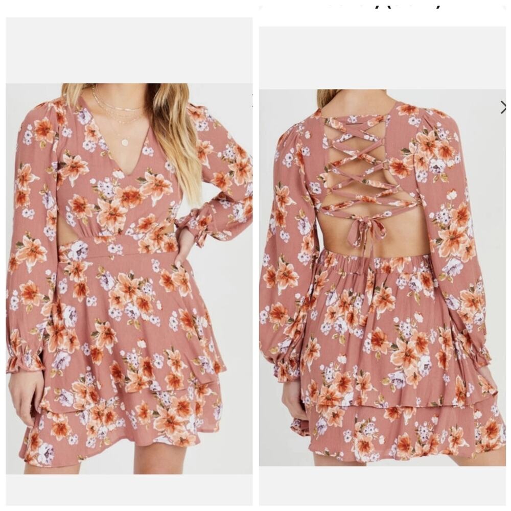 Altar'd State Dayza Floral Tie Up Back Mini Dress